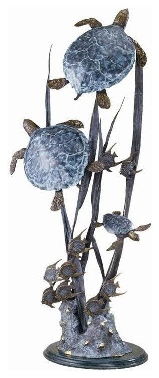 Sea Turtle Trio Seascape Sculpture - SPI Home