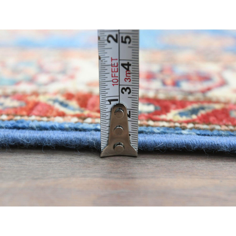 Denim Blue Afghan Super Kazak Natural Wool Hand Knotted XL Runner Rug 2'6"x33'5"