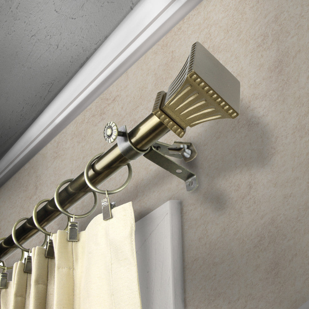 Aldo 13/16 inch dia. Curtain Rod, Antique Brass, 120"-170"