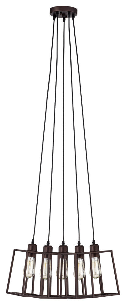 CHLOE Lighting IRONCLAD Industrial 5 Light Oil Rubbed Bronze Large Pendant