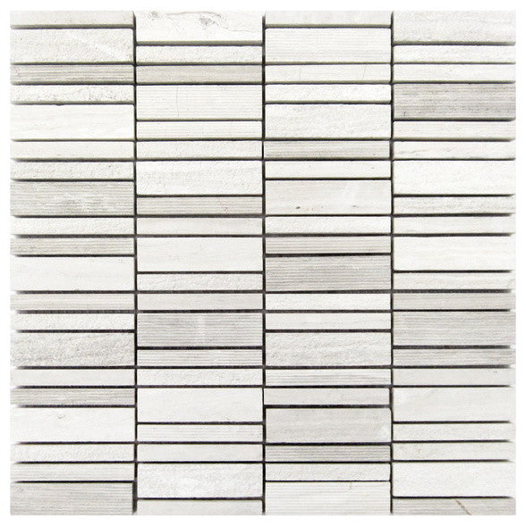 Oak Hammered Mosaic Tile, White, Sample