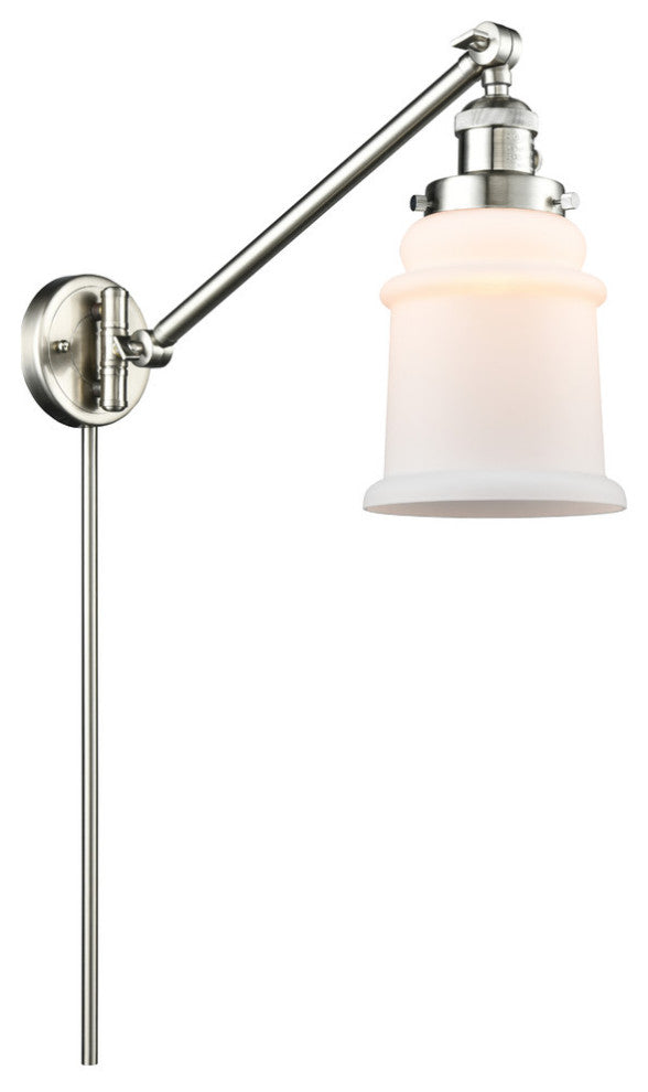 Canton 1-Light Swing Arm, Brushed Satin Nickel, Matte White