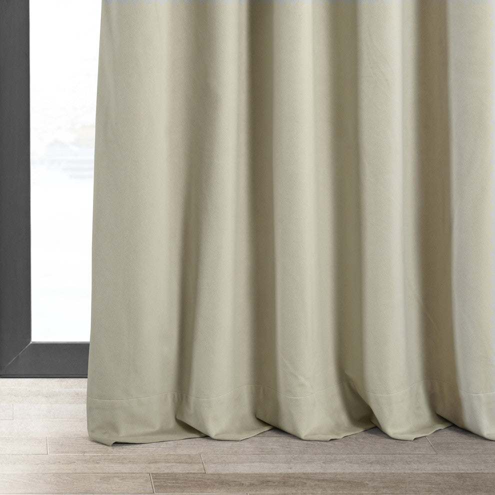 Signature Blackout Velvet Curtain Single Panel, Cool Beige, 50"x108"