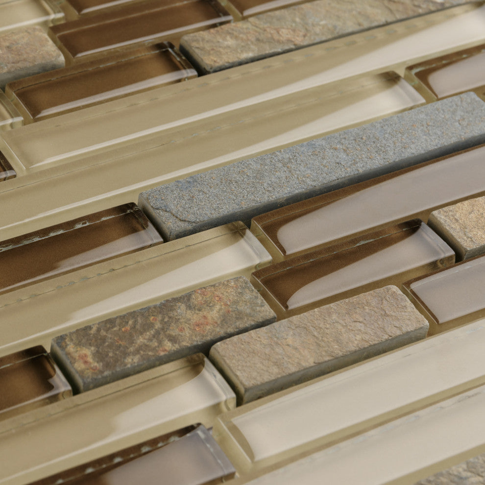Tessera Piano Glass and Stone Mosaic Wall Tile, Brixton, Brixton