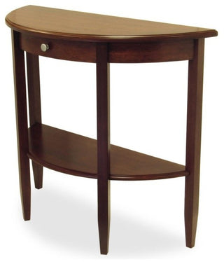 Concord Hall/Console Table, Half Moon With Drawer, Shelf
