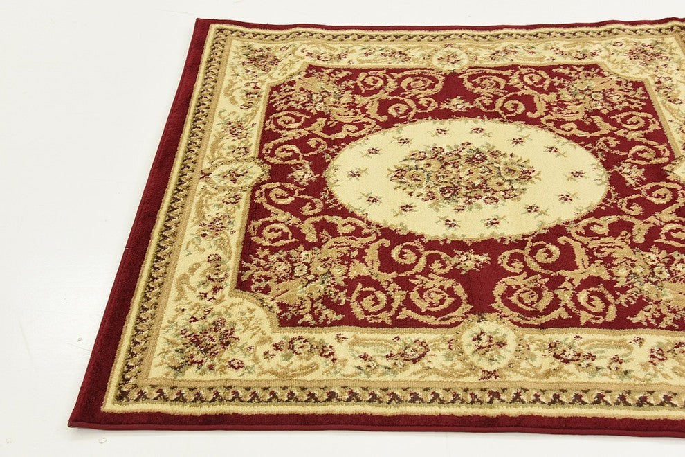 Unique Loom Red Phillipe Versailles 4' 0 x 4' 0 Square Rug