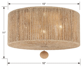 Jessa Three Light Ceiling Mount in Burnished Silver