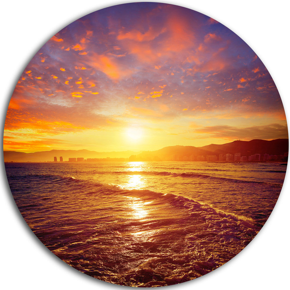 Cullera Playa Los Olivos Beach, Beach Disc Metal Wall Art, 36"
