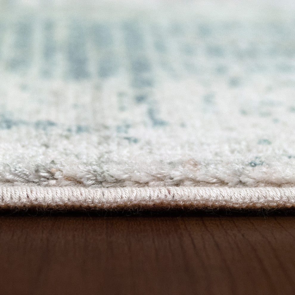 Eternal Ivory and Blue Area Rug, 7.8'x10.7'