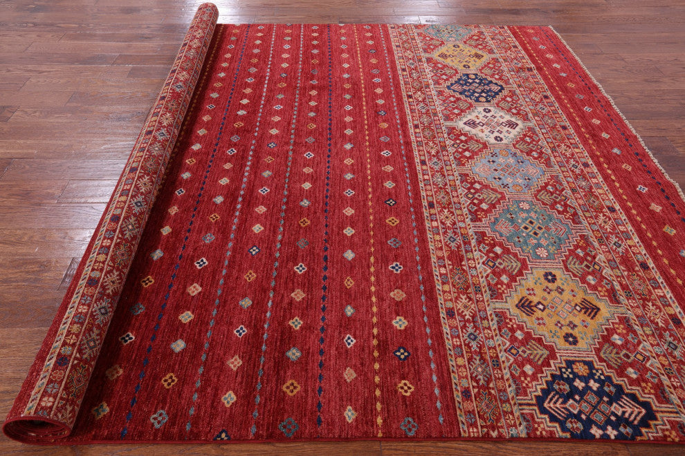 7' 8" X 9' 9" Khorjin Super Kazak Handmade Wool Rug Q5252