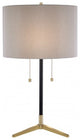 Antique Brass and Black Frame Table Lamp With Drum Shade