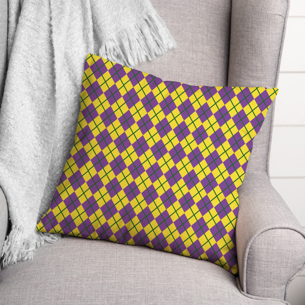Mardi Gras Check 18x18 Spun Poly Pillow