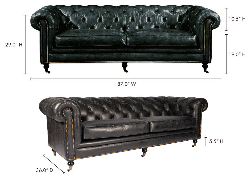 Birmingham Sofa Onyx Black Leather