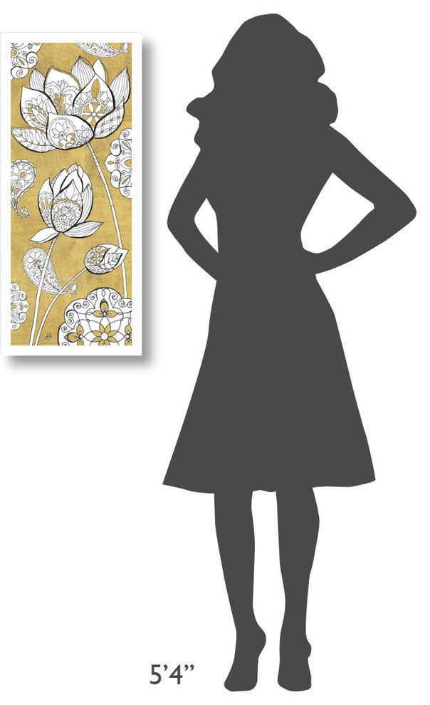 "Color my World Lotus II Gold" Digital Paper Print by Daphne Brissonnet, 14"x32"
