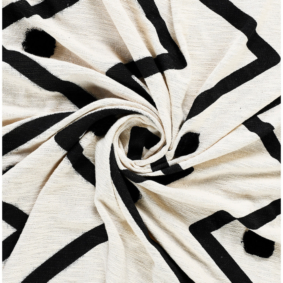 Modern Boho Tufted Polka Dot Peaks Cotton Throw Blanket, 50" x 60"