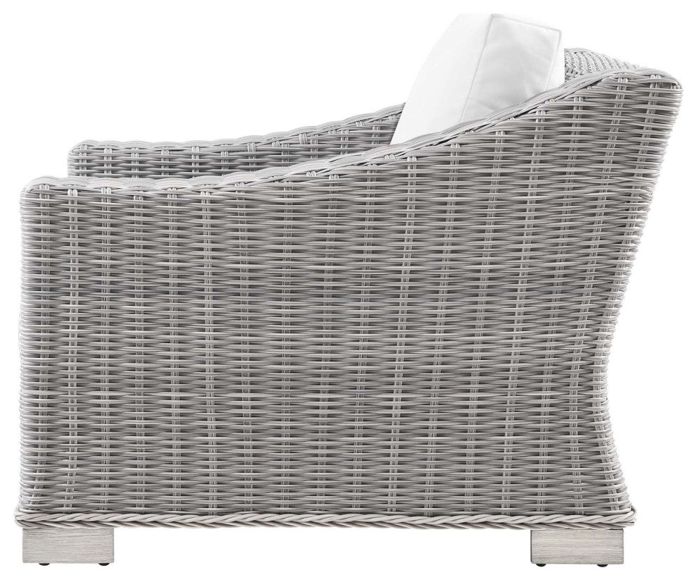 Lounge Sectional Sofa Chair Set, Rattan, Wicker, Gray White, Outdoor