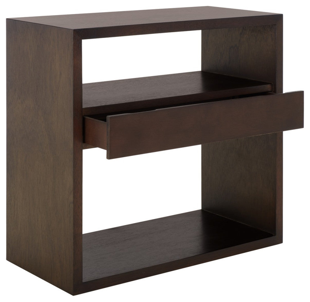 Safavieh Munson 2 Shelf 1 Drawer Console Table, Dark Oak