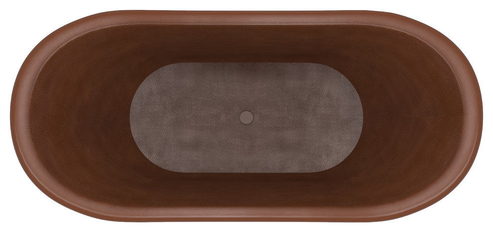 Iida 66" Handmade Copper Double Slipper Clawfoot Non-Whirlpool Bathtub