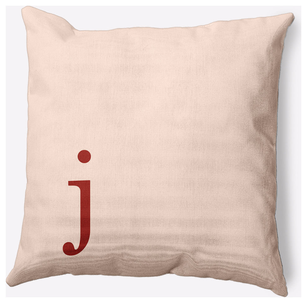 18" x 18" Modern Monogram Indoor/Outdoor Polyester Throw Pillow, Maple Red