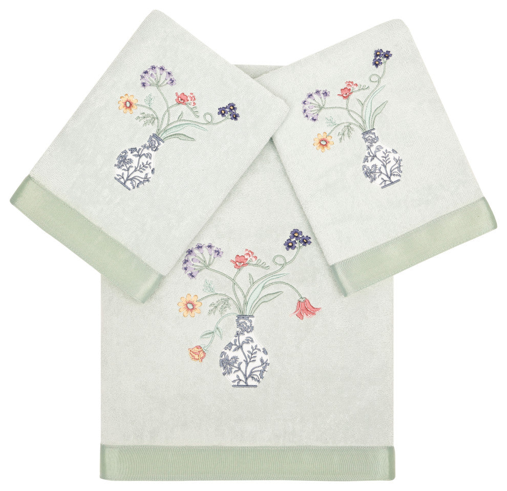 Linum Home Textiles 100% Turkish Cotton STELLA 3PC Embellished Towel Set