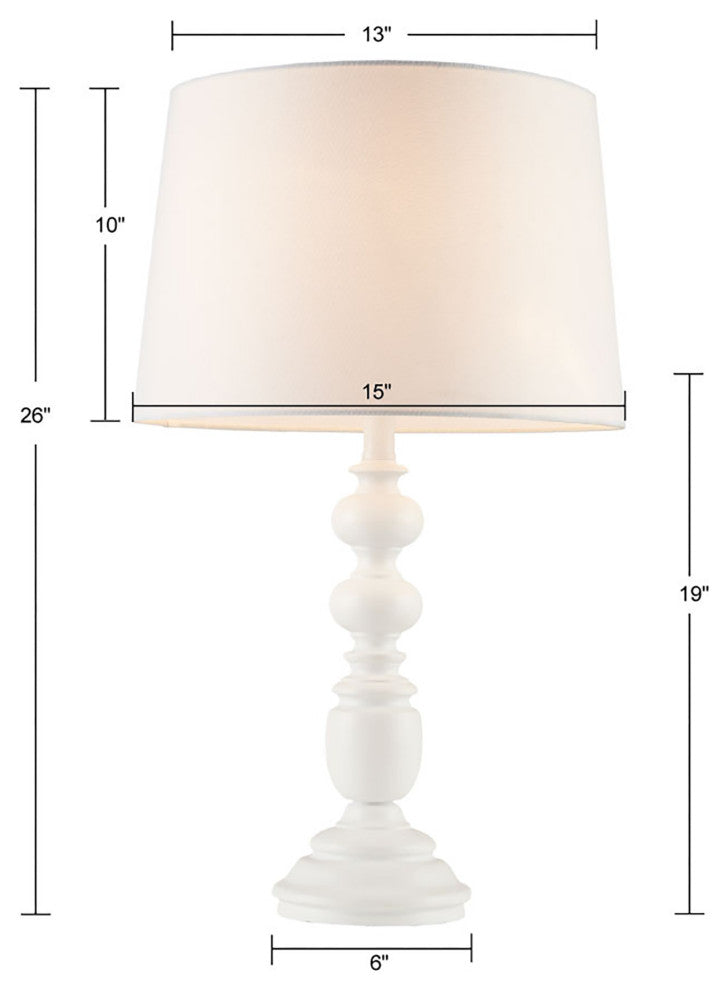 Martha Stewart Astoria Resin Farmhouse Matte White Table Lamp