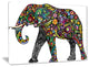 "Floral Cheerful Elephant" Animal Digital Canvas Print, 40"x30"