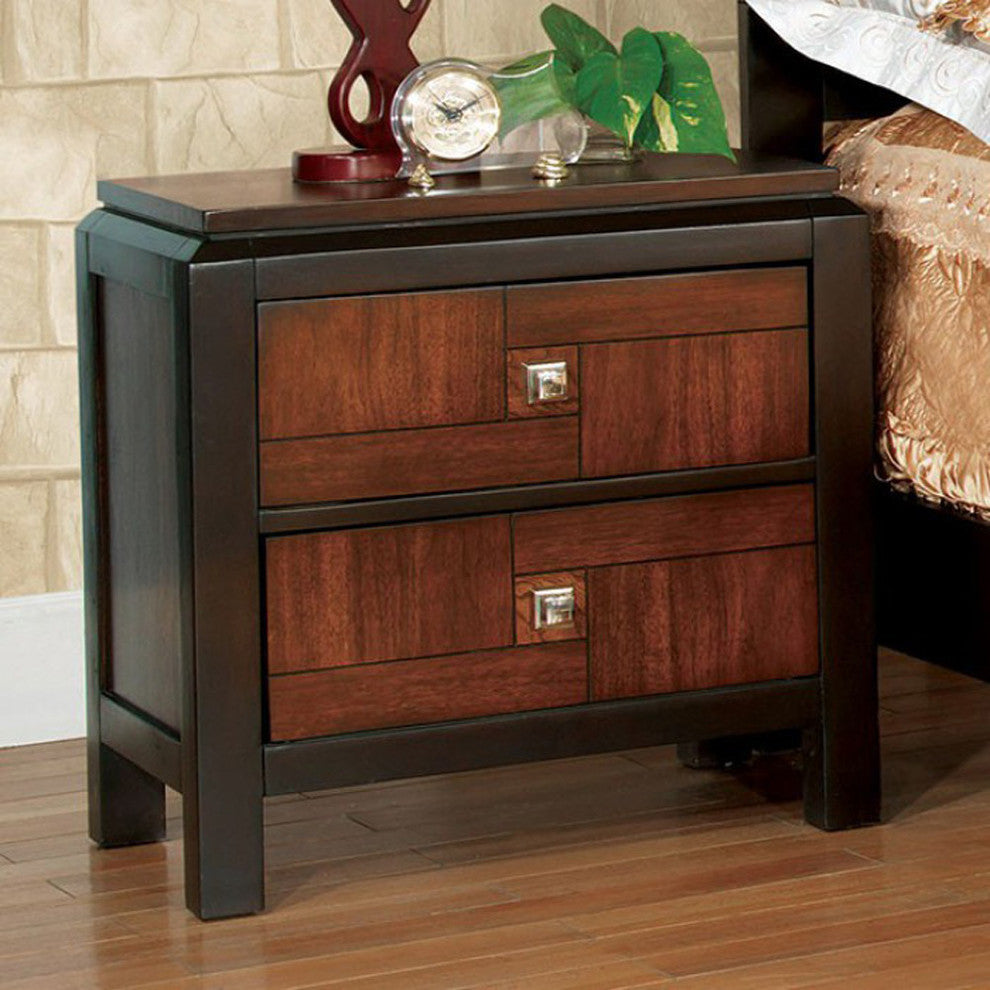 Patra Transitional Nightstand, Acacia & Walnut