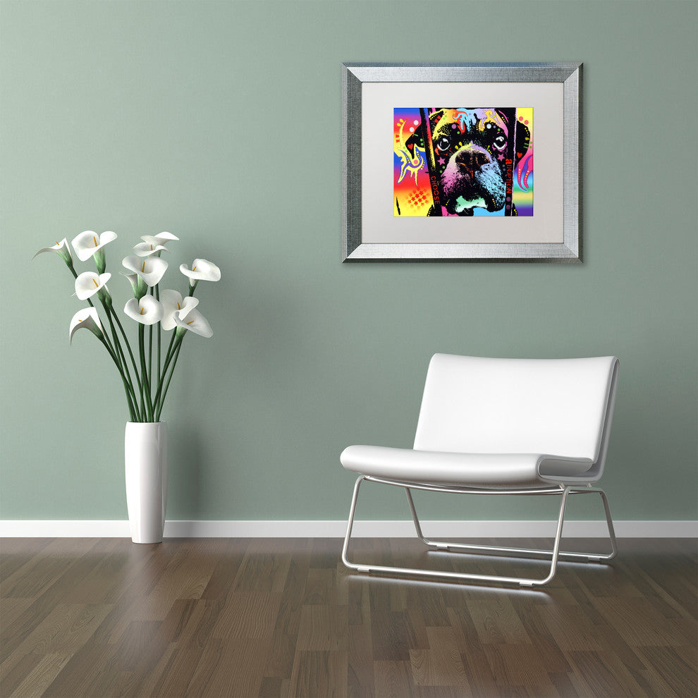 Dean Russo 'Choose Adoption Boxer' Art, Silver Frame, 11"x14", White Matte