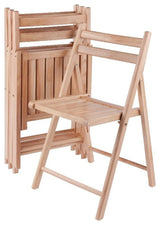 Winsome Robin Transitional Solid Wood Folding Chair Set in Natural (Set of 4)