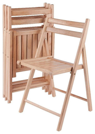Winsome Robin Transitional Solid Wood Folding Chair Set in Natural (Set of 4)