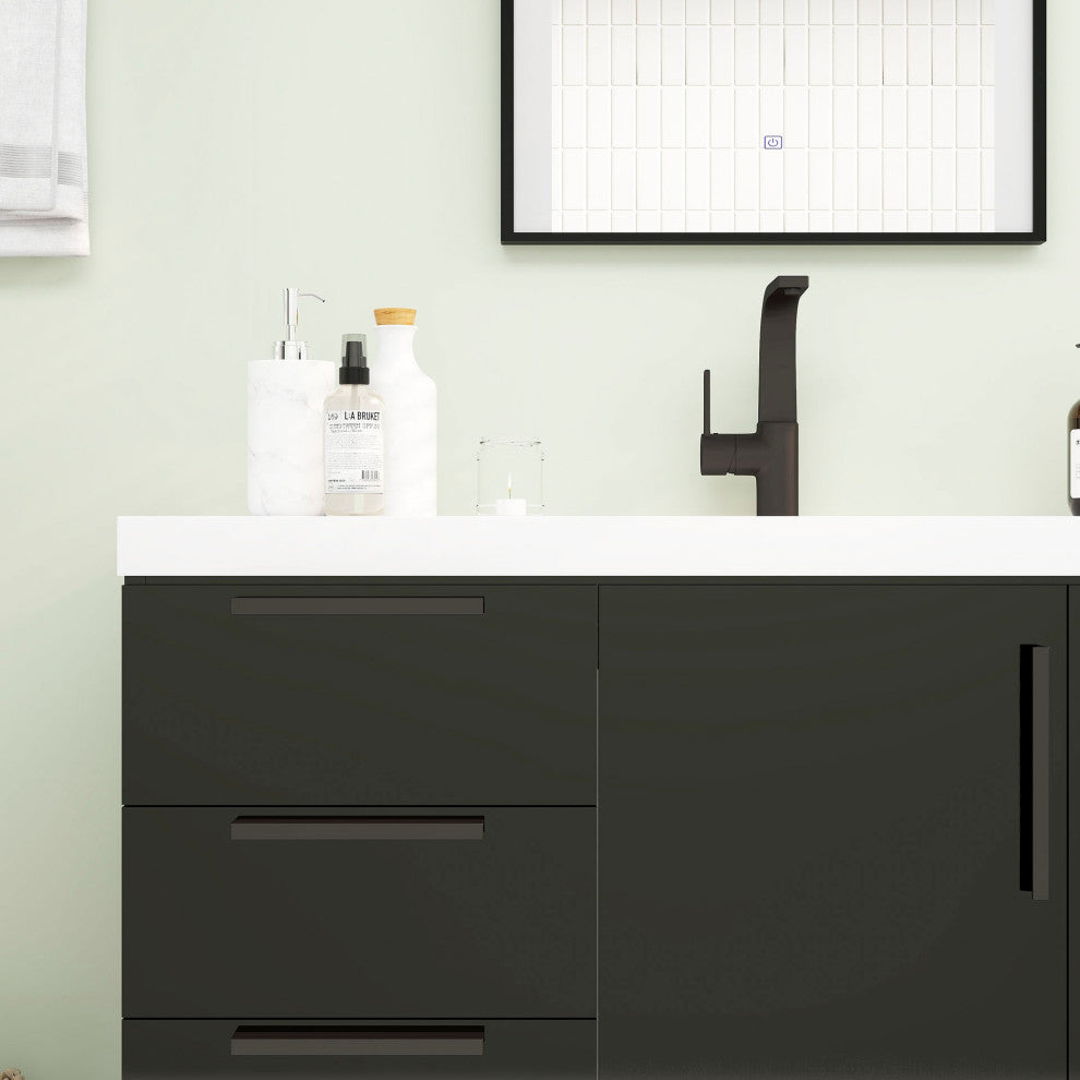 Carla 48" Freestanding Bathroom Vanity, Gloss Black
