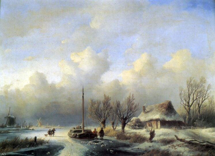 Andreas Schelfhout Figures in a Winter landscape Wall Decal Print