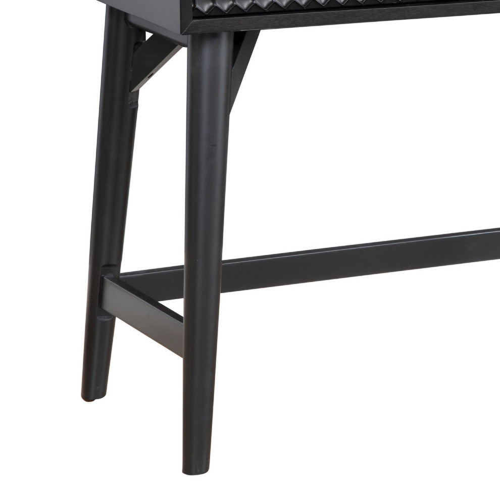 Benzara BM269319 Writing Desk With 2 Drawers and Wooden Frame, Black