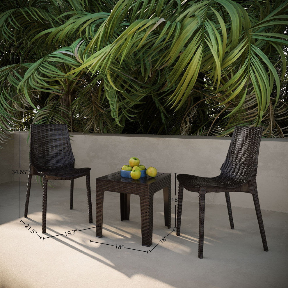 Lumina 3-Piece Bistro Set, Brown