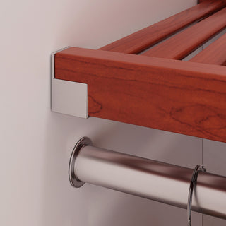 Solid Wood Walk-In Closet Organizer with 6-Drawers, Red Mahogany