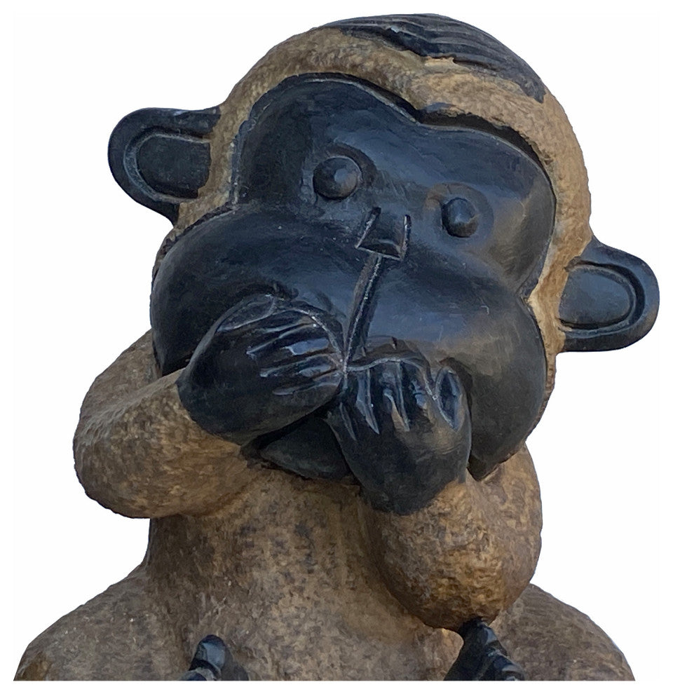 Black Gray Brown Two Colors Stone Monkey Ape Speak No Evil Figure Hcs7113