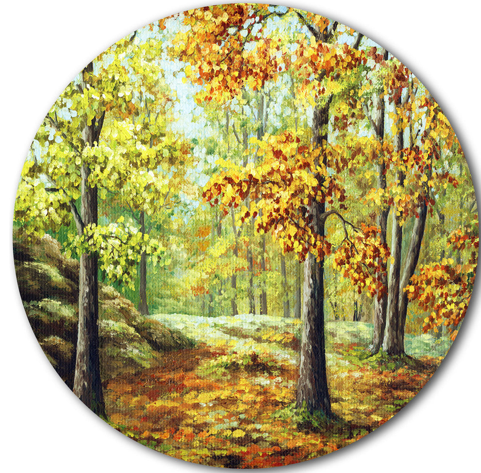 Autumn Wood, Landscape Disc Metal Wall Art, 23"