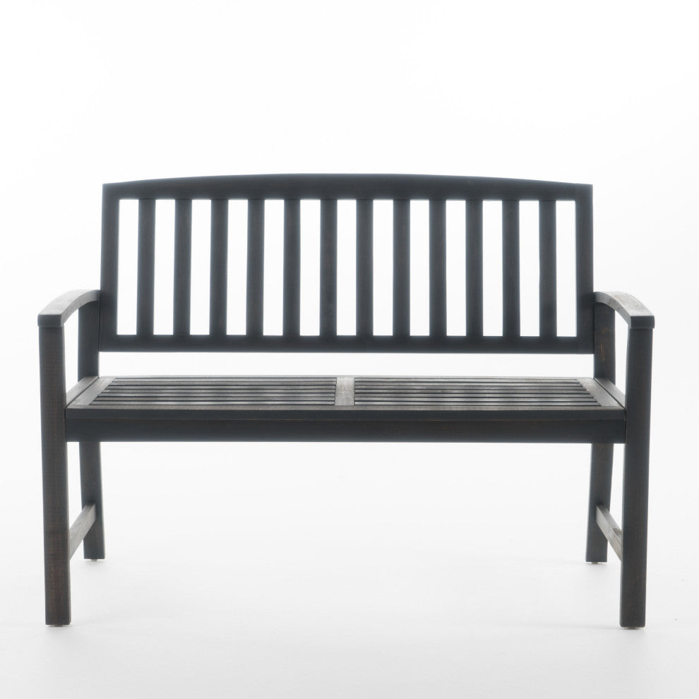 GDF Studio Laguna Outdoor Patio Acacia Wood Bench, Dark Gray