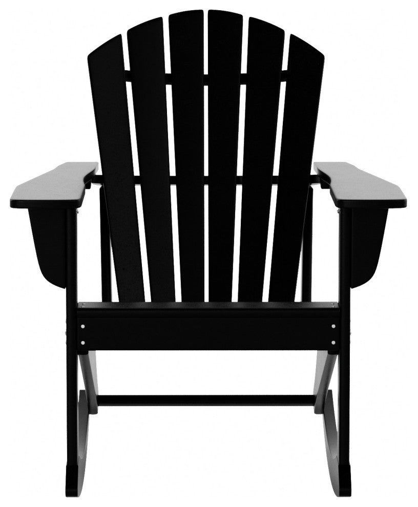 WestinTrends Outdoor Patio Poly Lumber Adirondack Porch Rocking Chair Rocker, Black