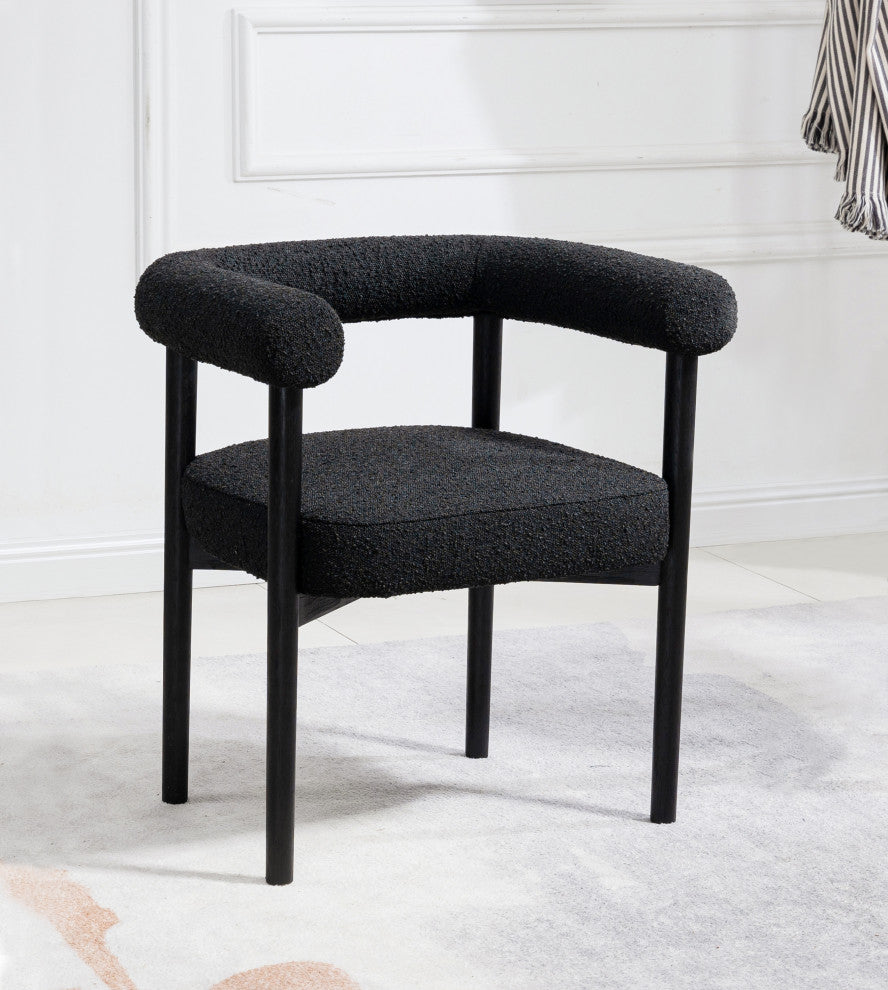 Hyatt Boucle Fabric Upholsetered Dining Chair, Black, Black Finish