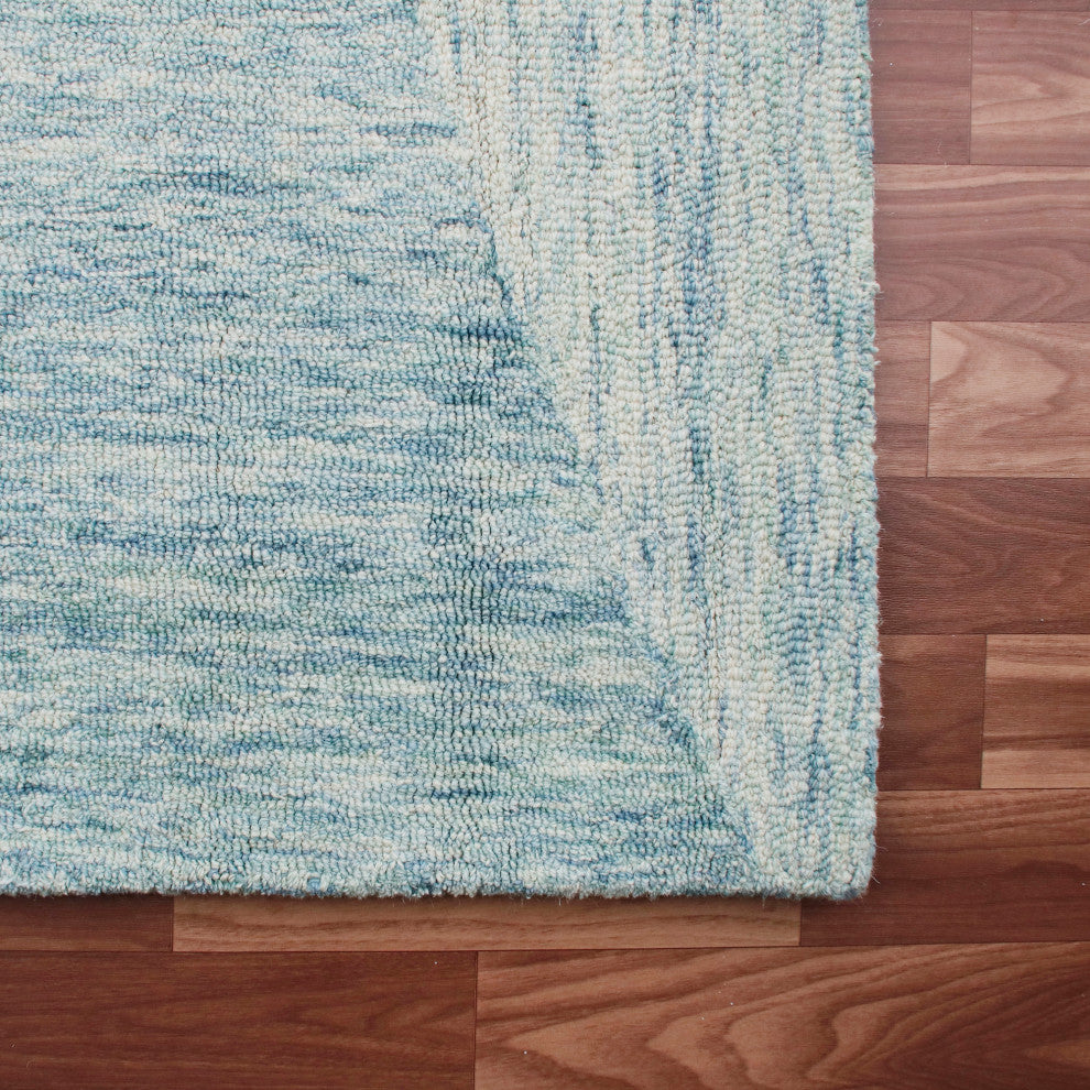 Estelle Modern Blue Abstract Hand-Tufted Wool Area Rug, 9' X 12'