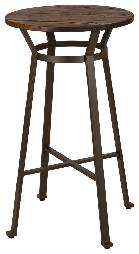 41" Rustic Steel Bar Table With Elm Wood Top