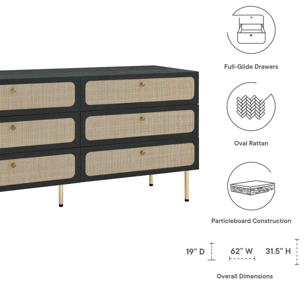 Chaucer 6-Drawer Dresser, Black