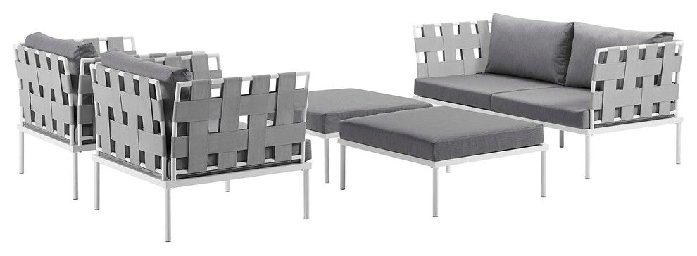 Harmony 5-Piece Outdoor Patio Aluminum Sectional Sofa Set