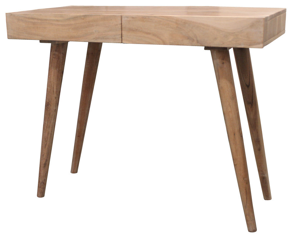 Benedict Gray Acacia Solid Wood 2 Drawer Desk, White Wash