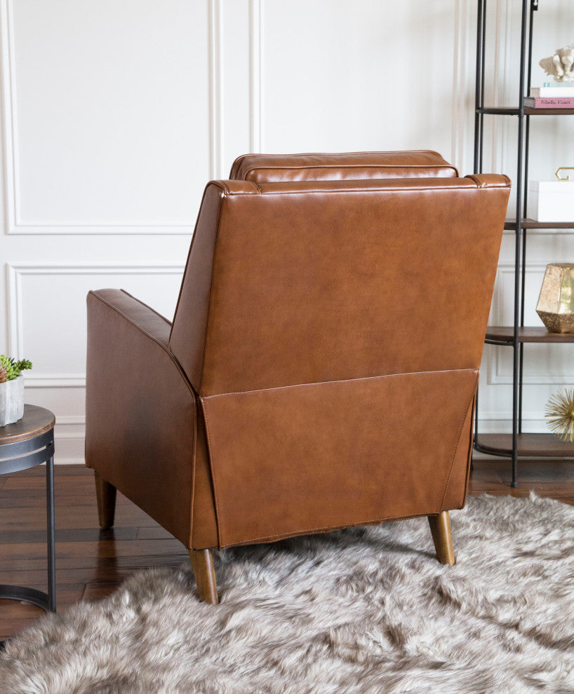 Hammond Mid-Century Leather Pushback Recliner, Camel
