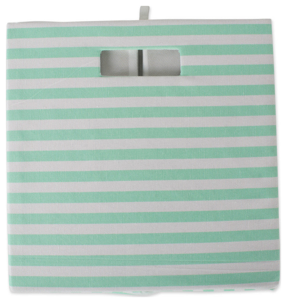 Polyester Cube Pinstripe Aqua Square 13"x13"x13"