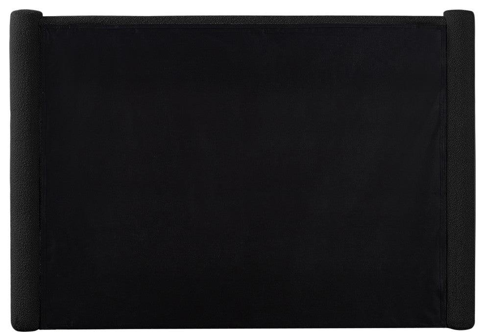 Elias Upholstered Bed, Black, King, Boucle Fabric