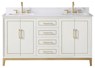 Gracie Bathroom Vanity, Satin White With White Quartz, 60"
