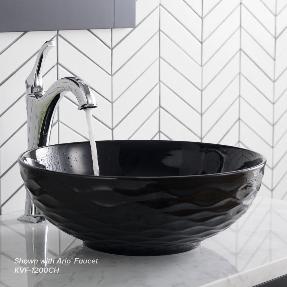 Viva Ceramic Round Vessel Bathroom Sink, Black